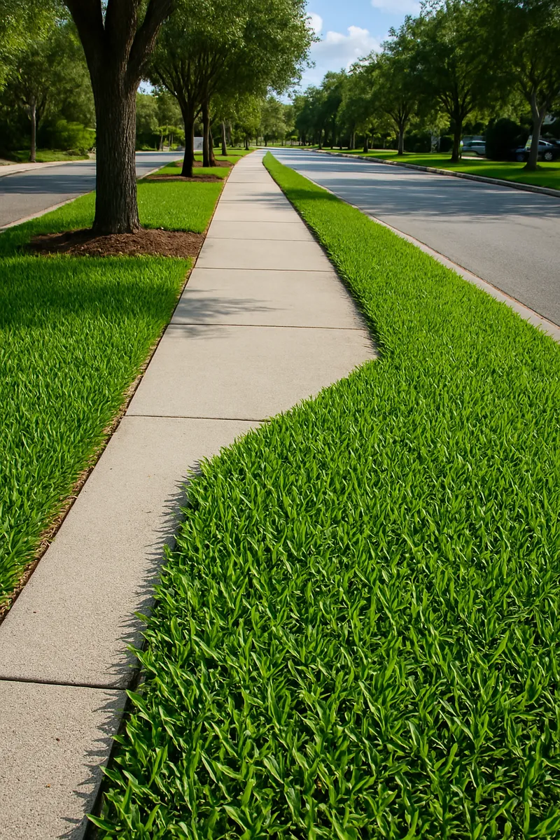Grama aplicada em calçada